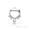 MULTI GEM CZ TEAR DROP SEPTUM HINGED CLICKER